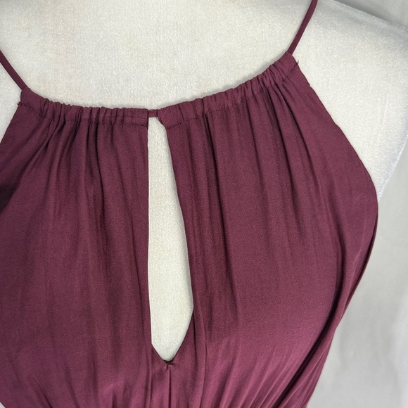 MOULINETTE SOEURS ANTHROPOLOGIE SMOCKED HALTER MIDI DRESS PURPLE RED SIZE 2 - Picture 4 of 9